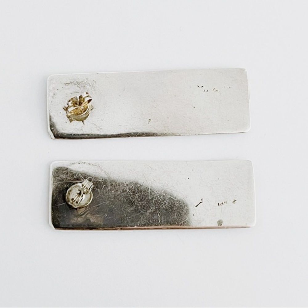 Vintage Sterling Silver & 14kt Gold Earrings - Picture 13 of 13